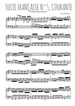 Téléchargez l'arrangement pour piano de la partition de Suite française N°5, Courante en PDF
